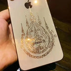 Spiritual Abacus™ Thai Nine-Tailed Red Fox & Lotus Gold Mask Buddha Metal Phone Sticker