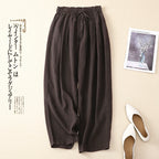 ✨ Spiritual Abacus – Women's High-Waisted Cotton Linen Wide-Leg Pants - Solid Color • Loose Fit • Summer Belted Trousers • Korean-Inspired Minimalist Style