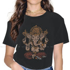 Spiritual Abacus™ Ganesha Art Women’s T-Shirt – 3D Graphic Cotton Tee for Casual Wear