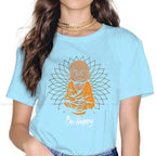 Spiritual Abacus™ “Be Happy” Buddha Graphic T-Shirt – Women’s Cotton Mindful Streetwear Tee