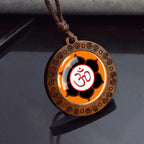Spiritual Abacus™ Wooden OM Pendant Necklace – Symbol Glass Dome Yoga & Meditation Jewelry
