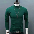 Spiritual Abacus™ Men’s Slim Fit Turtleneck Shirt – Solid Black Long Sleeve Fall/Winter Innerwear