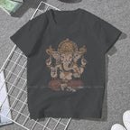 Spiritual Abacus™ Ganesha Art Women’s T-Shirt – 3D Graphic Cotton Tee for Casual Wear