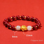 🐉 Spiritual Abacus – Natural Cinnabar Pixiu Bracelet