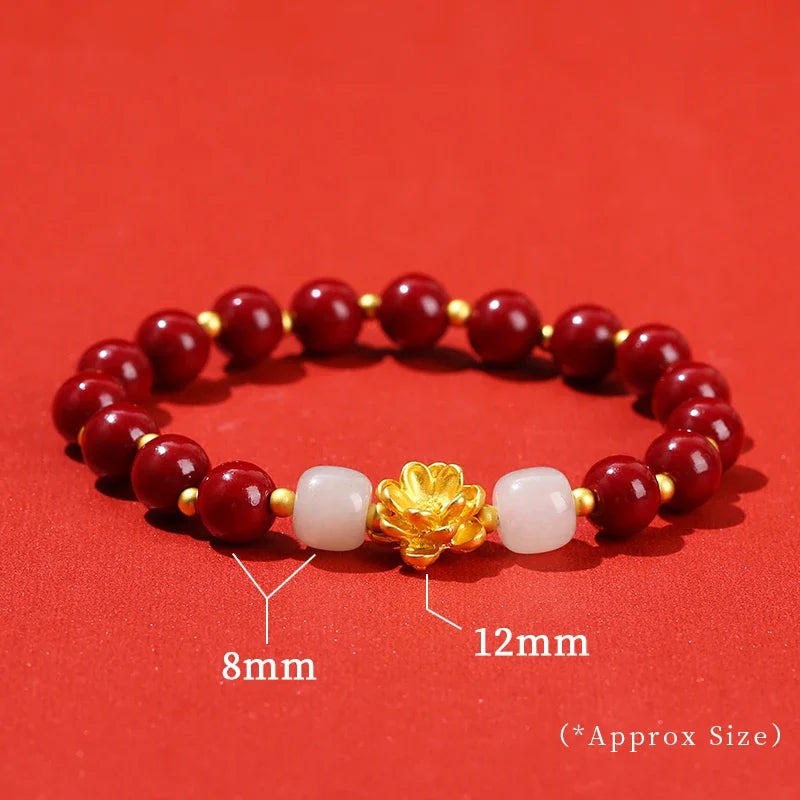 🐉 Spiritual Abacus – Natural Cinnabar Pixiu Bracelet