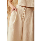 ✨ Spiritual Abacus – Women’s Cotton Linen High-Waist Wide-Leg Pants - Button-Up • Harajuku Streetwear • Korean-Inspired Casual Summer Trousers