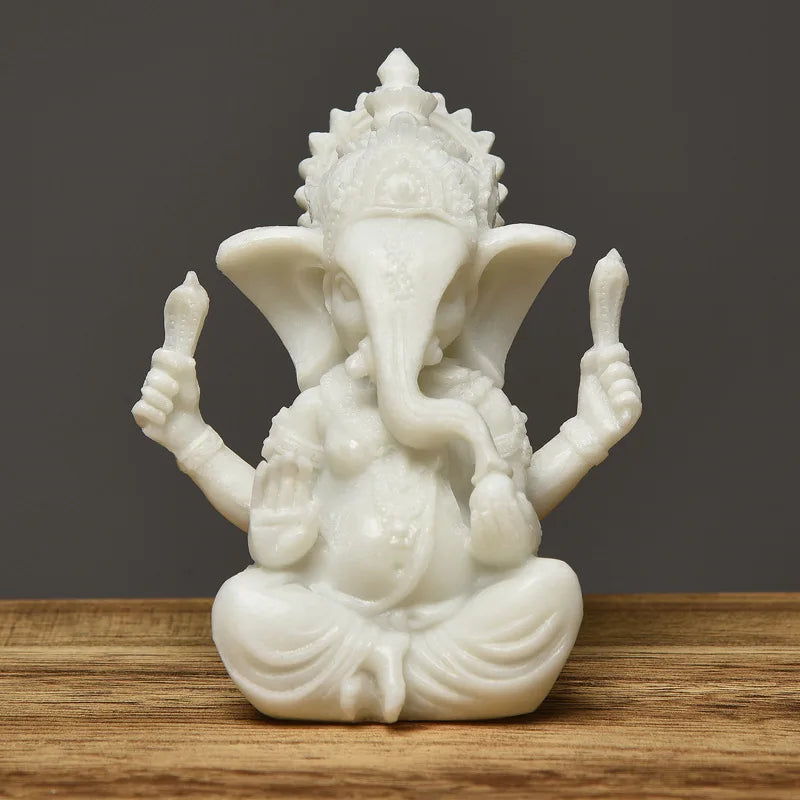Spiritual Abacus™ Golden Sandstone Ganesha Statue – Hindu-Inspired Elephant Figurine for Peaceful Home & Tabletop Décor