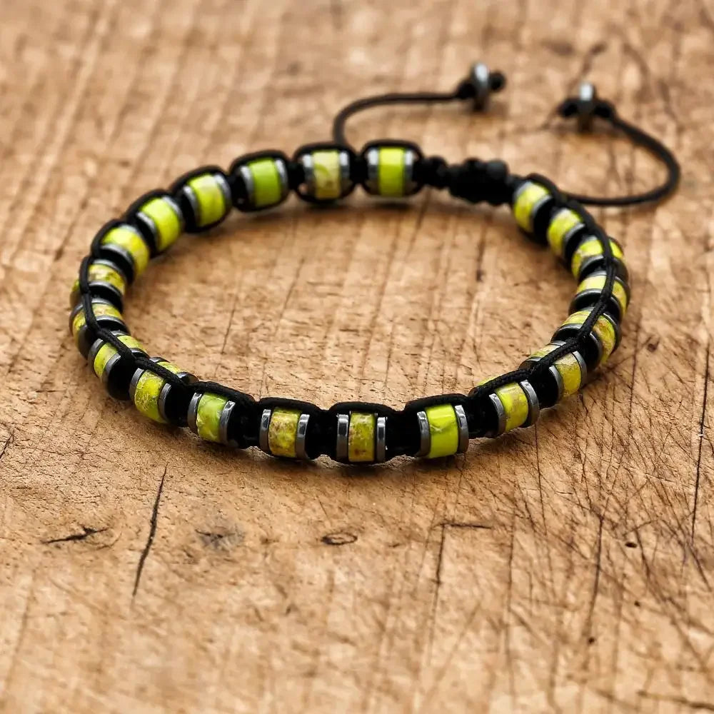 🐉 Spiritual Abacus Hematite & Dragon Blood Stone Beaded Bracelet – Handmade Braided Couple Jewelry