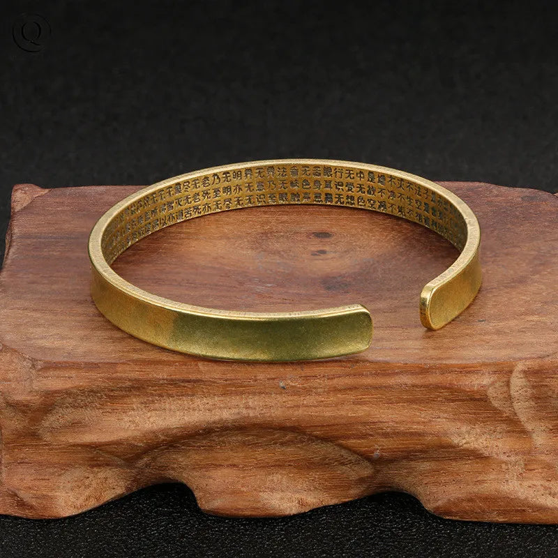 🔱 Spiritual Abacus Brass Buddhist Mantra Cuff Bracelet Pure Copper & Brass Adjustable Bangle
