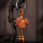 Spiritual Abacus™ Wooden Buddha Keychain – Hand-Carved Guanyin & Monk-Inspired Lucky Charm Pendant for Car, Bag & Keys