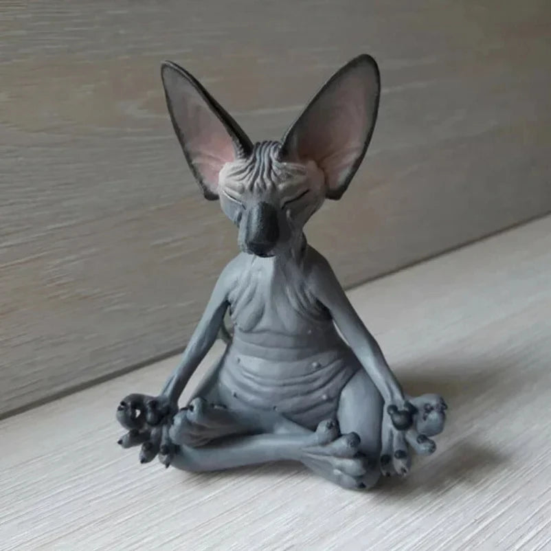 Spiritual Abacus™ Meditation Cat Buddha Statue – Whimsical Yoga Sphinx Figurine for Home & Garden Décor