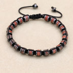 🐉 Spiritual Abacus Hematite & Dragon Blood Stone Beaded Bracelet – Handmade Braided Couple Jewelry