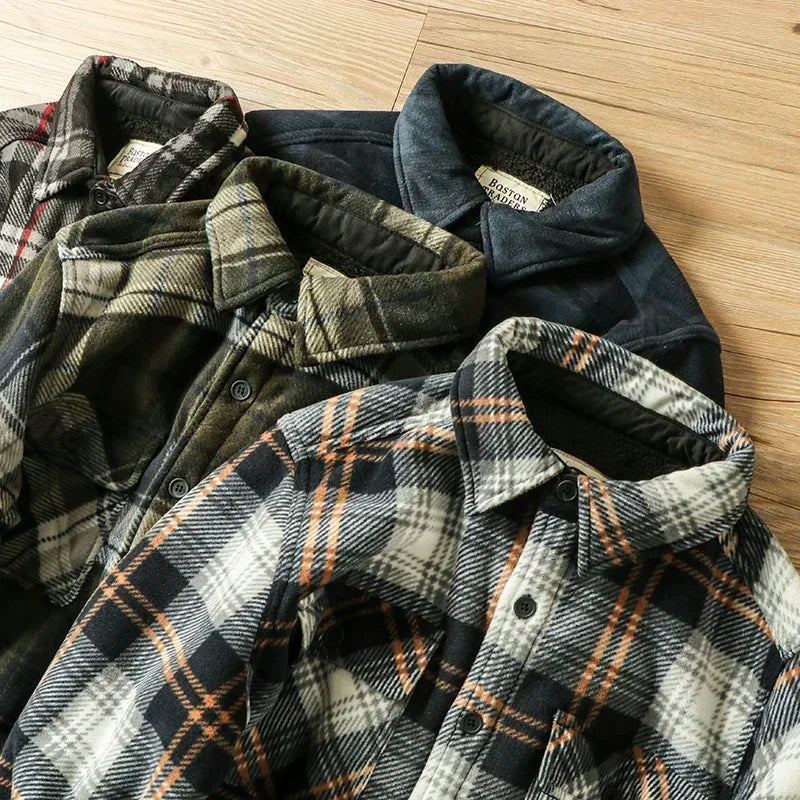 Spiritual Abacus™ Men’s Winter Fleece Flannel Shirt Jacket – Warm Plaid Long Sleeve Thermal Outdoor Coat for Hiking, Camping & Fishing