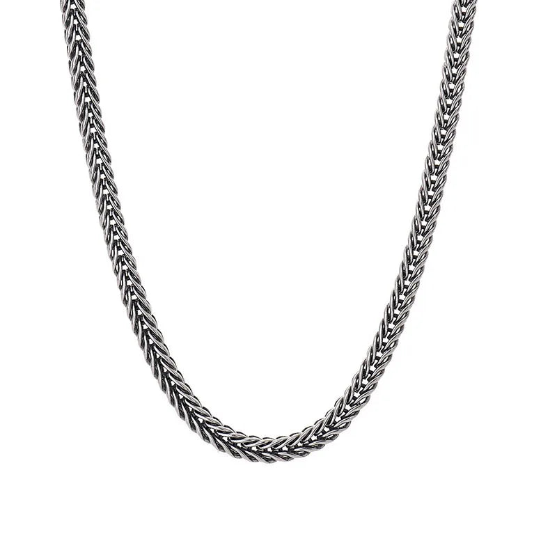 Spiritual Abacus™ Silver Fox Tail Chain Necklace – Retro 5mm Thick Unisex Necklace for Men & Women