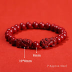 🐉 Spiritual Abacus – Natural Cinnabar Pixiu Bracelet