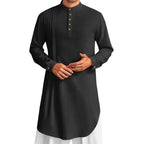 Spiritual Abacus™ Men’s Cotton Linen Kaftan Robe – Long Sleeve Button-Up Thobe for Prayer & Casual Wear