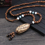 📿Spiritual Abacus Ethnic Necklace – Nepal Buddhist Jewelry - Handmade Wooden Beads • Spiritual Long Necklace