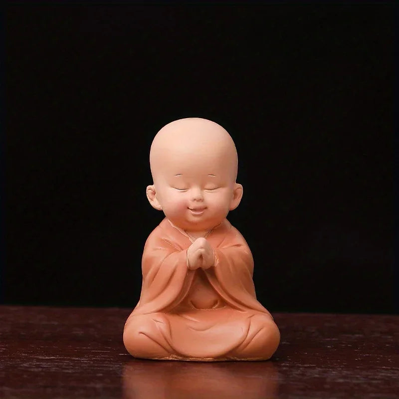 Spiritual Abacus™ Cute Small Monk Figurines – Mini Resin Buddha Statues for Desk, Home, or Car Décor