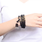 🖤 Spiritual Abacus – 108 Bead Obsidian Mala Bracelet | Om Mani Padme Hum Buddhist Prayer Beads for Men & Women