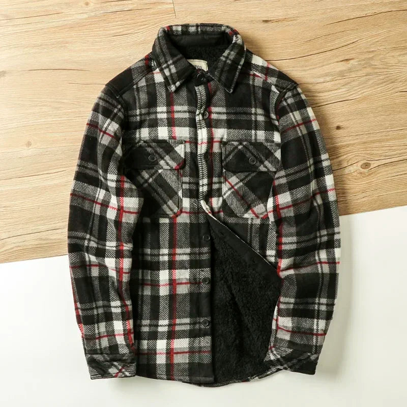 Spiritual Abacus™ Men’s Winter Fleece Flannel Shirt Jacket – Warm Plaid Long Sleeve Thermal Outdoor Coat for Hiking, Camping & Fishing