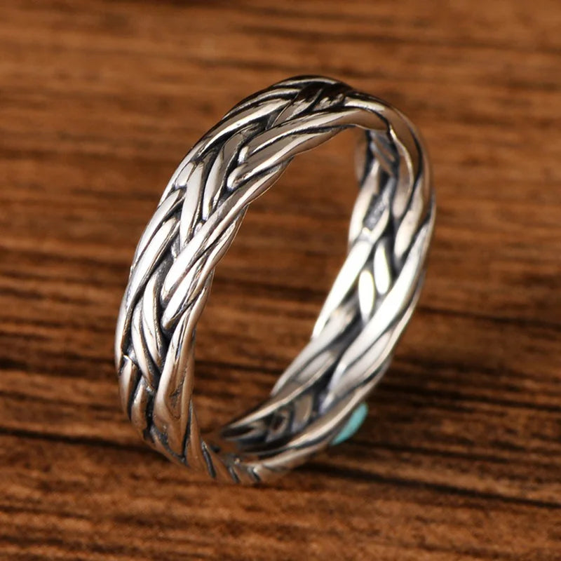 Spiritual Abacus™ Viking Braided Ring – 925 Sterling Silver Couple Band for Men & Women