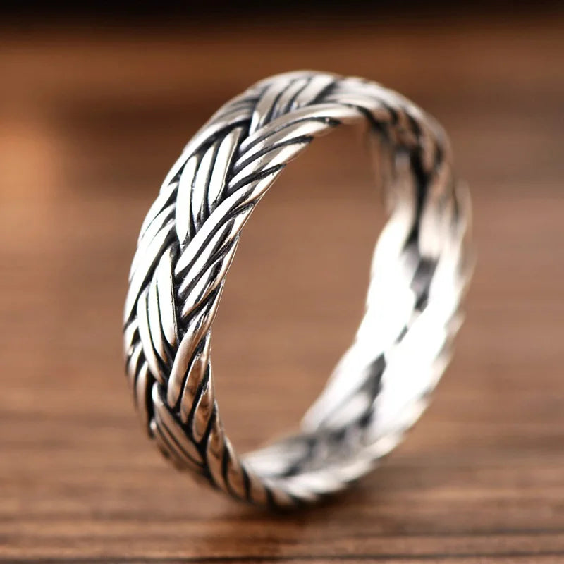 Spiritual Abacus™ Viking Braided Ring – 925 Sterling Silver Couple Band for Men & Women