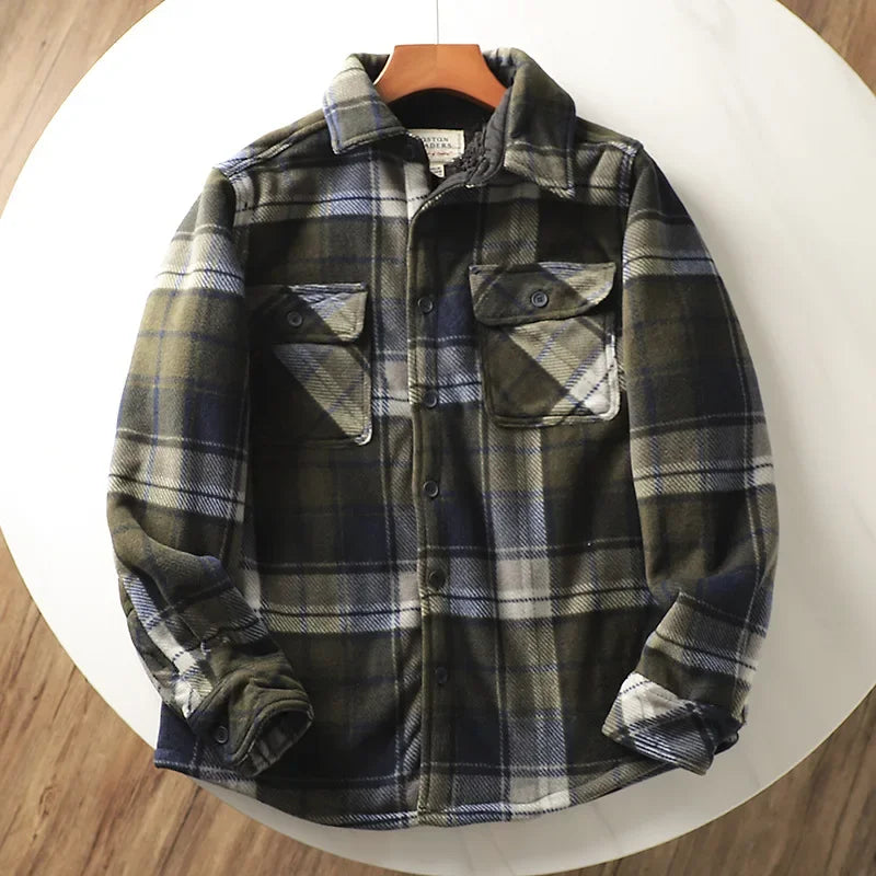 Spiritual Abacus™ Men’s Winter Fleece Flannel Shirt Jacket – Warm Plaid Long Sleeve Thermal Outdoor Coat for Hiking, Camping & Fishing