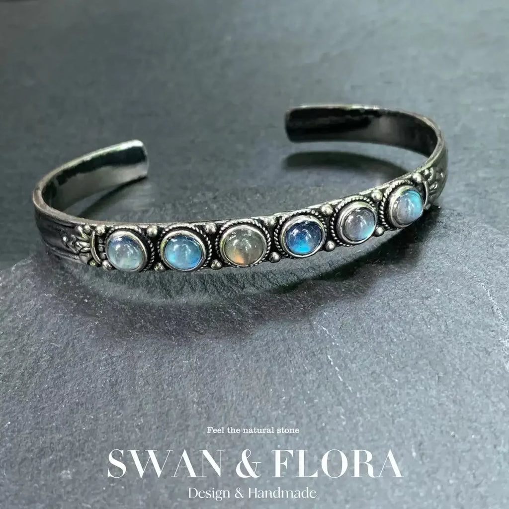 🌕 Spiritual Abacus – Natural Moonstone Bracelet