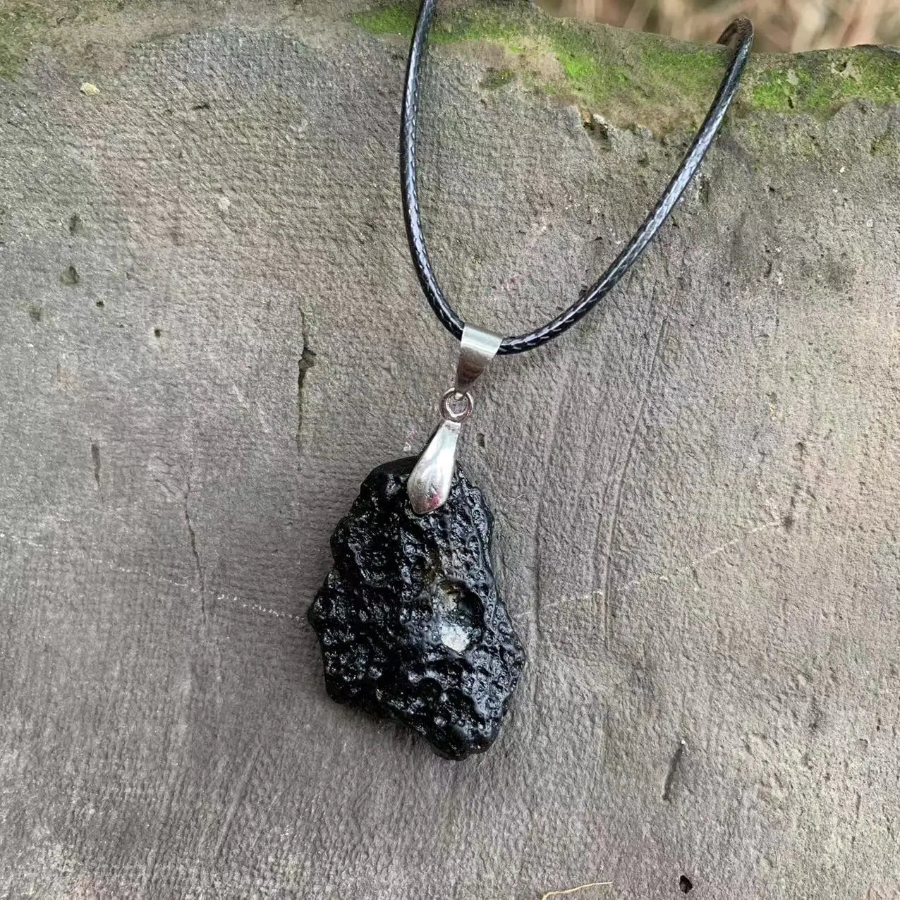 ☄️ Spiritual Abacus – Natural Black Meteorite Necklace