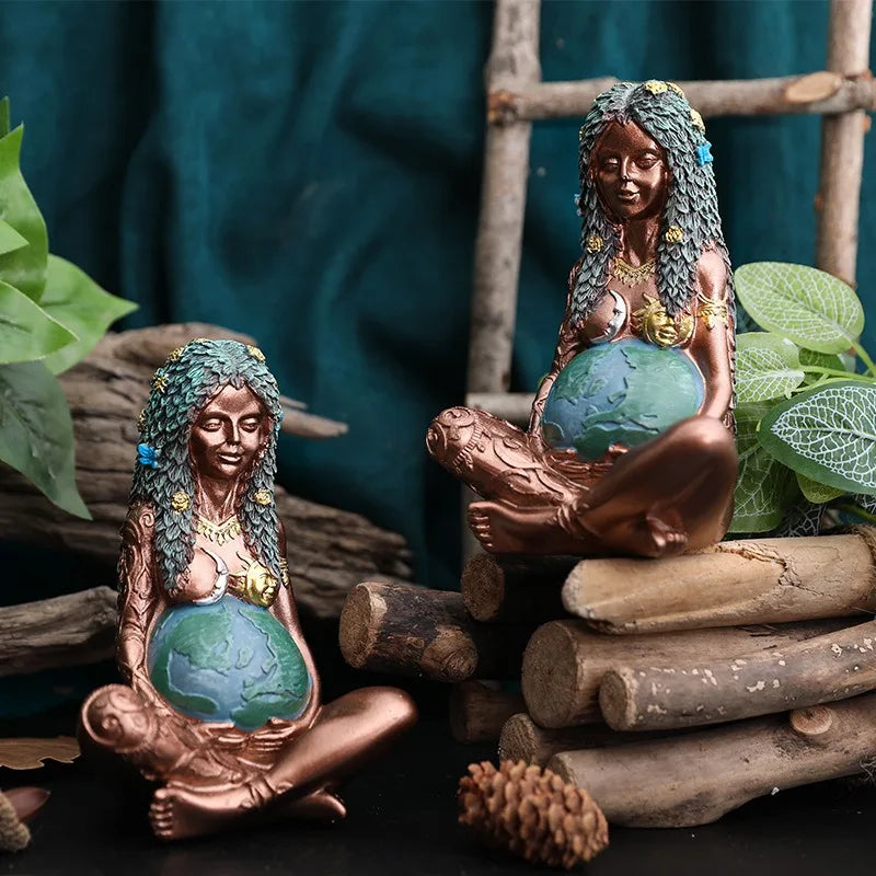 🌍 Spiritual Abacus – Earth Mother Gaia Statue | Goddess Resin Sculpture for Mother's Day, Altar Decor & Spiritual Gifts