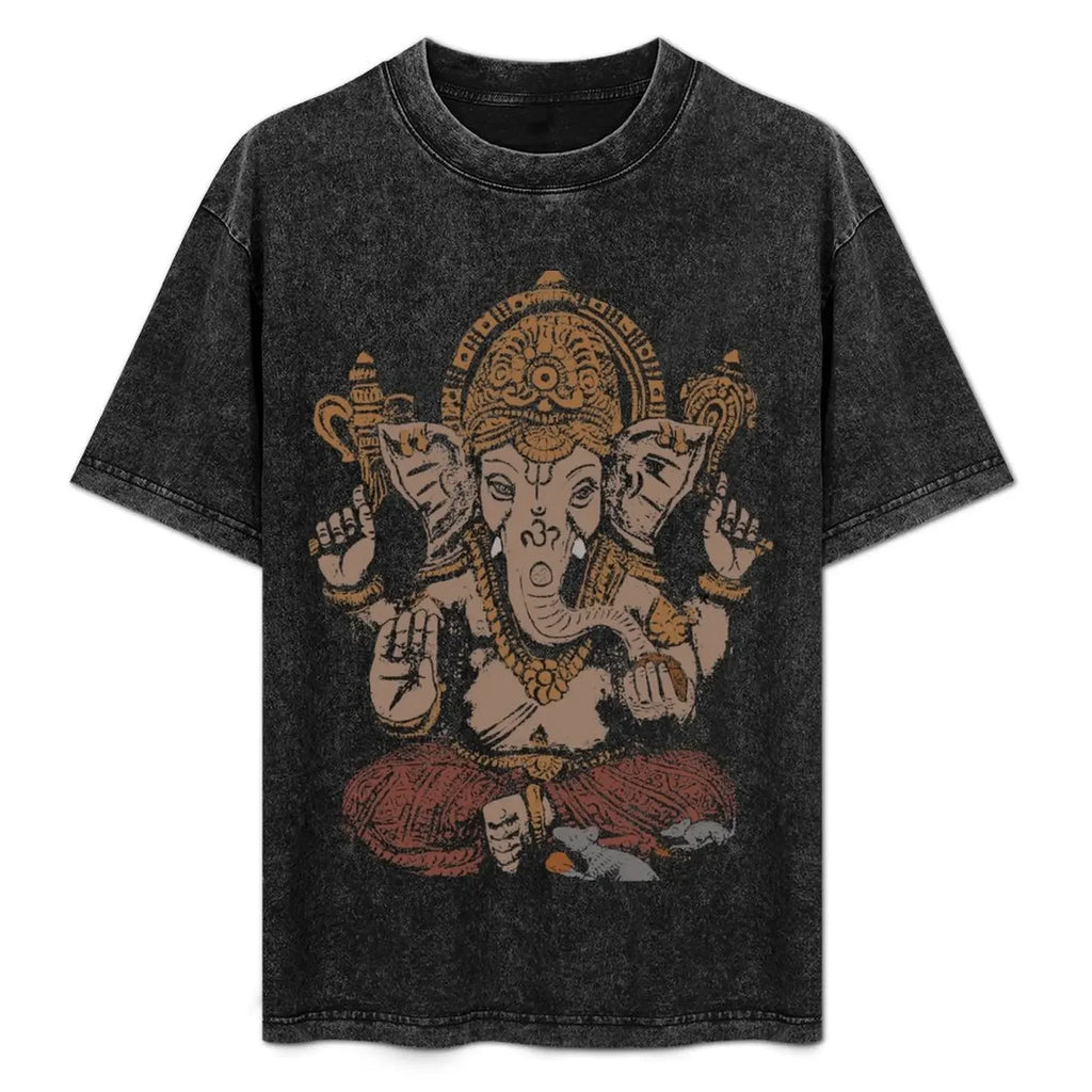 🕉️ Spiritual Abacus Ganesha 3D Oversized Graphic T-Shirt – Spiritual Streetwear for Men