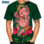 🕉️ Spiritual Abacus God of Wisdom Ganesha 3D T-Shirt – Unisex Hindu Spiritual Streetwear