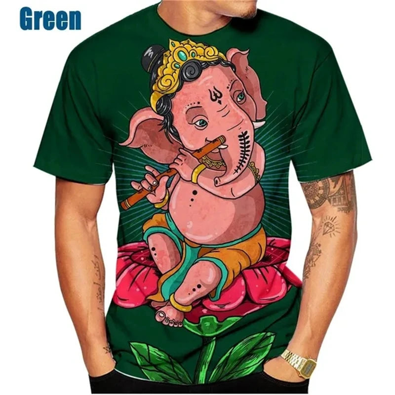 🕉️ Spiritual Abacus God of Wisdom Ganesha 3D T-Shirt – Unisex Hindu Spiritual Streetwear