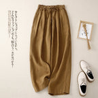 ✨ Spiritual Abacus – Women's High-Waisted Cotton Linen Wide-Leg Pants - Solid Color • Loose Fit • Summer Belted Trousers • Korean-Inspired Minimalist Style