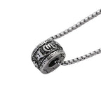🔱 Spiritual Abacus Six-Character Mantra Necklace Vintage Stainless Steel Buddhist Pendant for Men