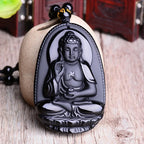 Spiritual Abacus™ Black Obsidian Buddha Pendant Necklace