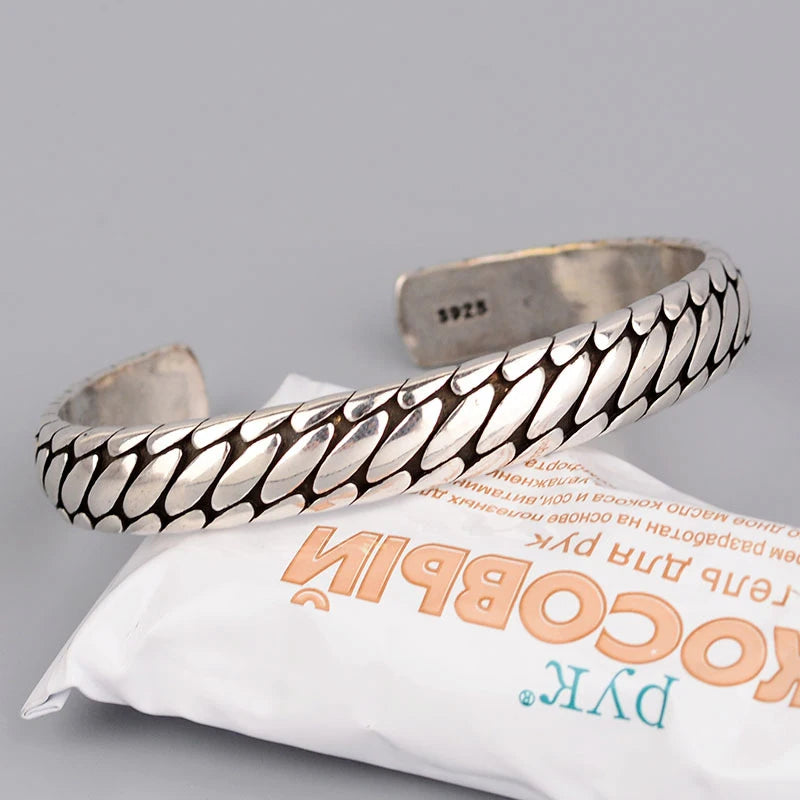 Spiritual Abacus™ Retro Oval Pattern Open Bracelet – Minimalist Silver-Tone Cuff for Women & Men