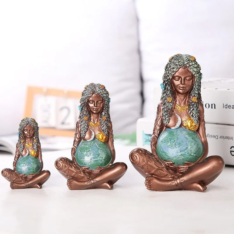 🌍 Spiritual Abacus – Earth Mother Gaia Statue | Goddess Resin Sculpture for Mother's Day, Altar Decor & Spiritual Gifts