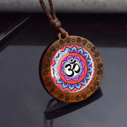 Spiritual Abacus™ Wooden OM Pendant Necklace – Symbol Glass Dome Yoga & Meditation Jewelry