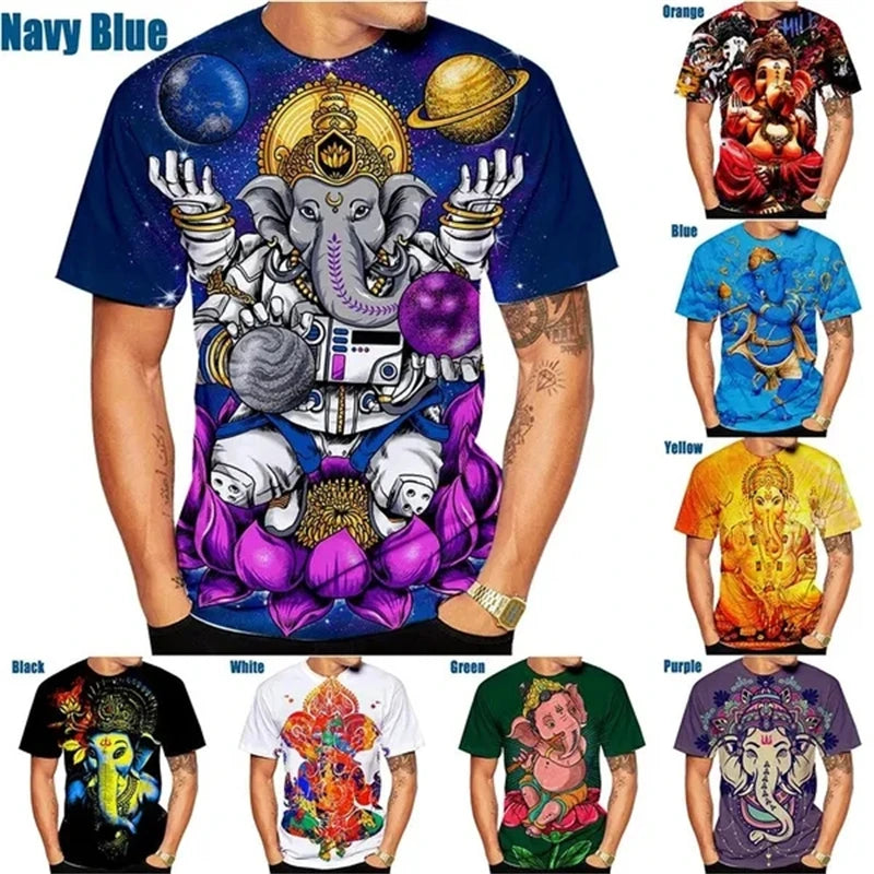🕉️ Spiritual Abacus God of Wisdom Ganesha 3D T-Shirt – Unisex Hindu Spiritual Streetwear