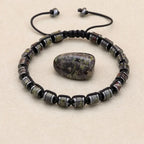 🐉 Spiritual Abacus Hematite & Dragon Blood Stone Beaded Bracelet – Handmade Braided Couple Jewelry