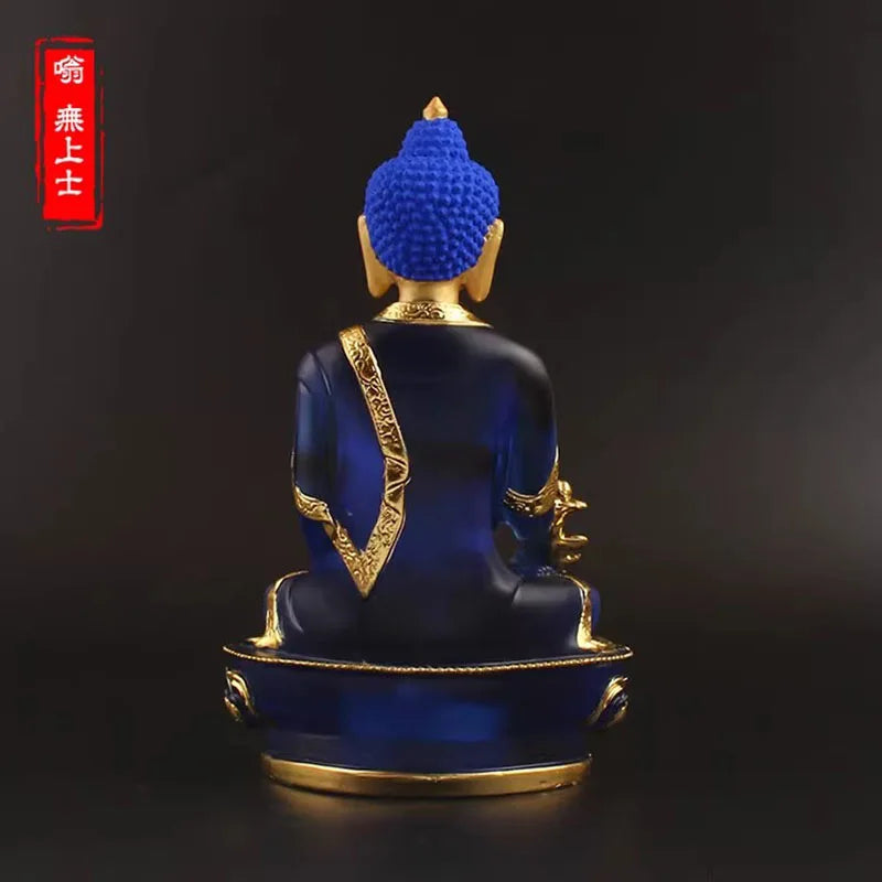 Spiritual Abacus™ Blue Resin Medicine Buddha Statue – 20cm Tibetan-Inspired Figurine for Home, Serenity & Mindful Decor
