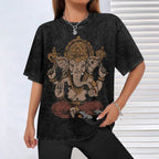 🕉️ Spiritual Abacus Ganesha 3D Oversized Graphic T-Shirt – Spiritual Streetwear for Men