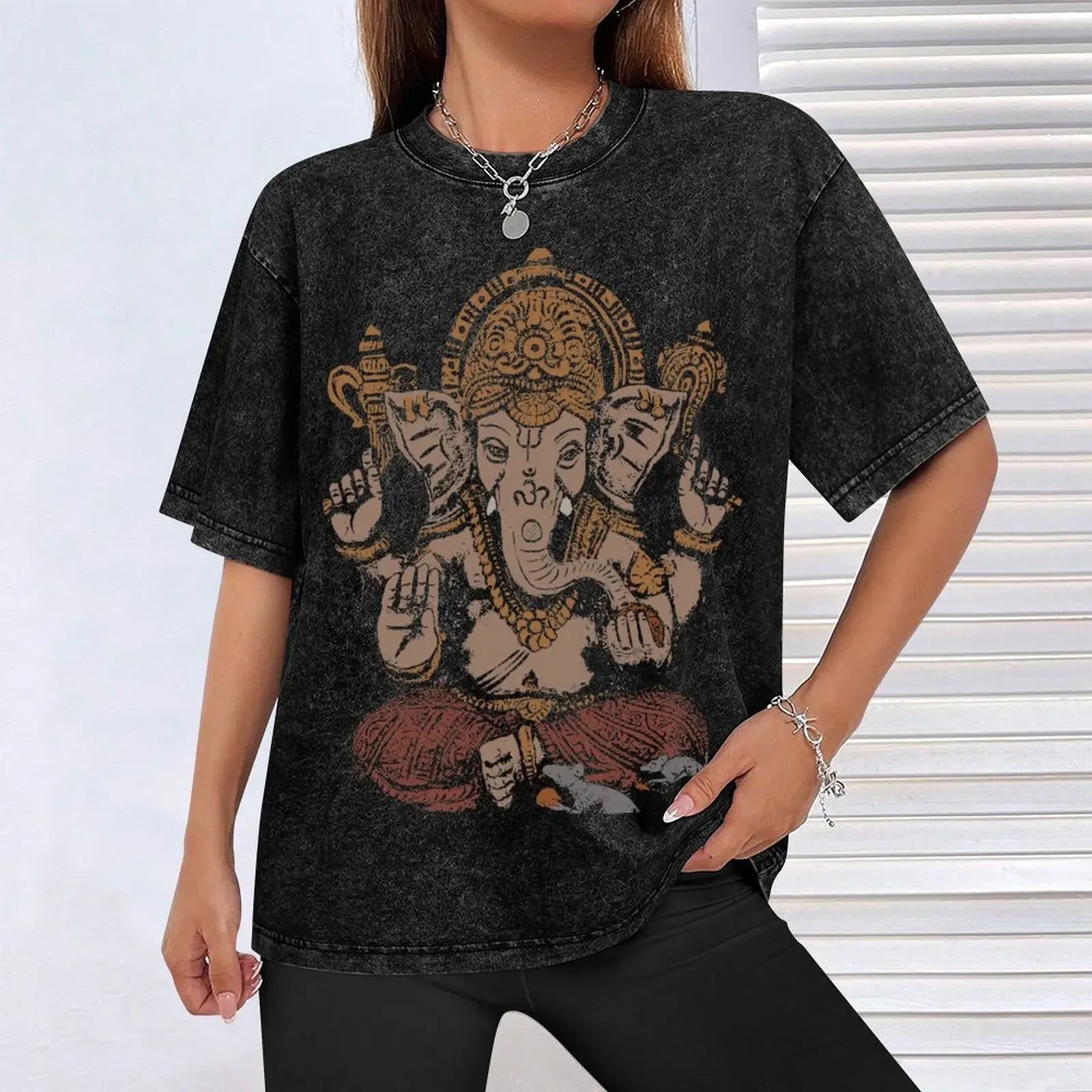 🕉️ Spiritual Abacus Ganesha 3D Oversized Graphic T-Shirt – Spiritual Streetwear for Men