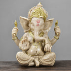 Spiritual Abacus™ Golden Sandstone Ganesha Statue – Hindu-Inspired Elephant Figurine for Peaceful Home & Tabletop Décor