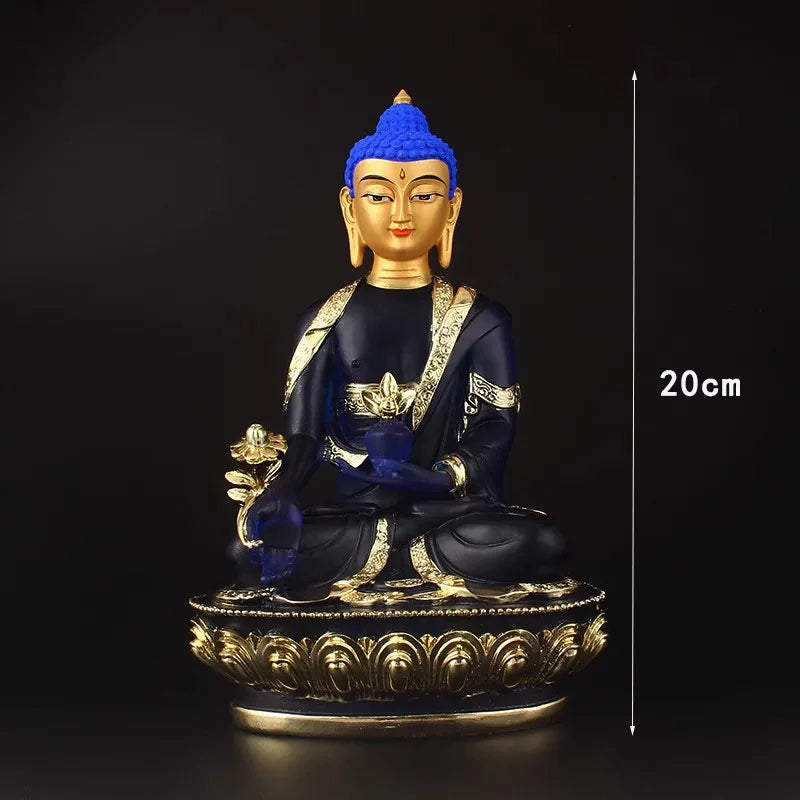 Spiritual Abacus™ Blue Resin Medicine Buddha Statue – 20cm Tibetan-Inspired Figurine for Home, Serenity & Mindful Decor