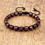 🐉 Spiritual Abacus Hematite & Dragon Blood Stone Beaded Bracelet – Handmade Braided Couple Jewelry