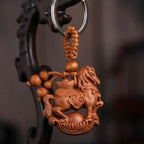 Spiritual Abacus™ Wooden Buddha Keychain – Hand-Carved Guanyin & Monk-Inspired Lucky Charm Pendant for Car, Bag & Keys
