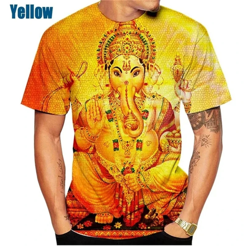 🕉️ Spiritual Abacus God of Wisdom Ganesha 3D T-Shirt – Unisex Hindu Spiritual Streetwear