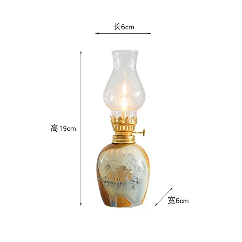 🪔 Classic Chamber Oil Lamp with Wick & Cover – Decorative Hurricane Kerosene Lantern for Indoor & Outdoor Use